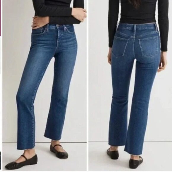 Madewell NWT Mid-Rise Kick Out Flare Crop Brinton Wash Jeans 26 - Picture 1 of 8